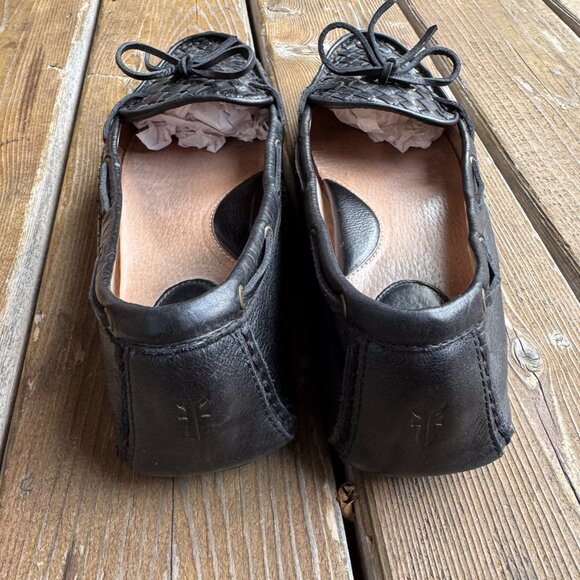 EUC Frye Black Woven Leather Reagan Slip On Driving Moccasin in Women's 11M - Picture 9 of 12
